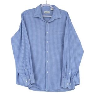Southern‎ Pines Men's Blue Gingham Long Sleeve Button Down Shirt XXL Cotton
